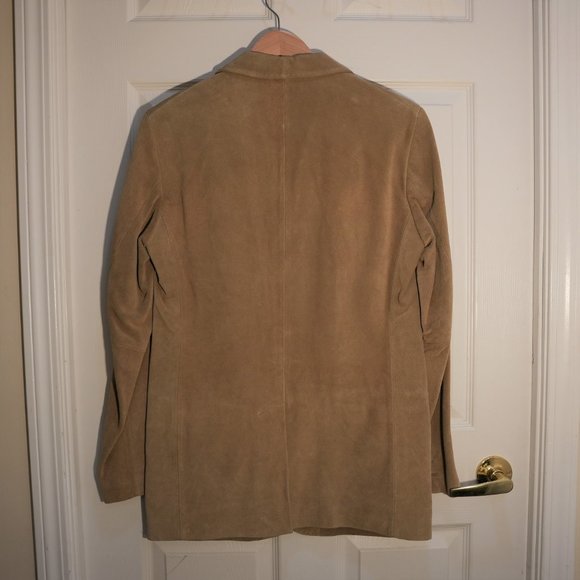 Express Men's Three Button Single Breasted Leather Blazer Jacket Brown Small - Picture 3 of 5